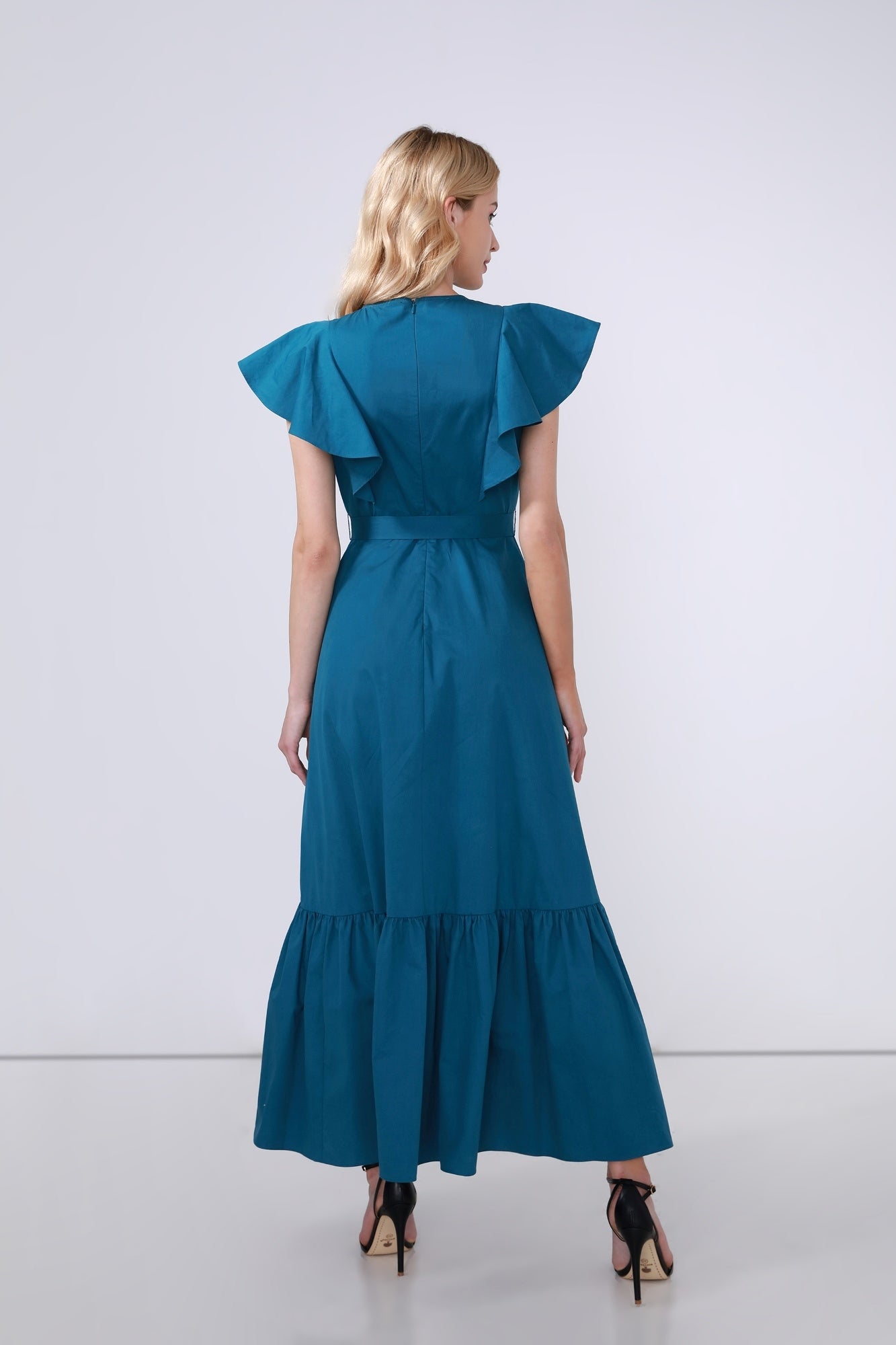 Ruffle Trimmings Sleeves Dress - Femi9 EG
