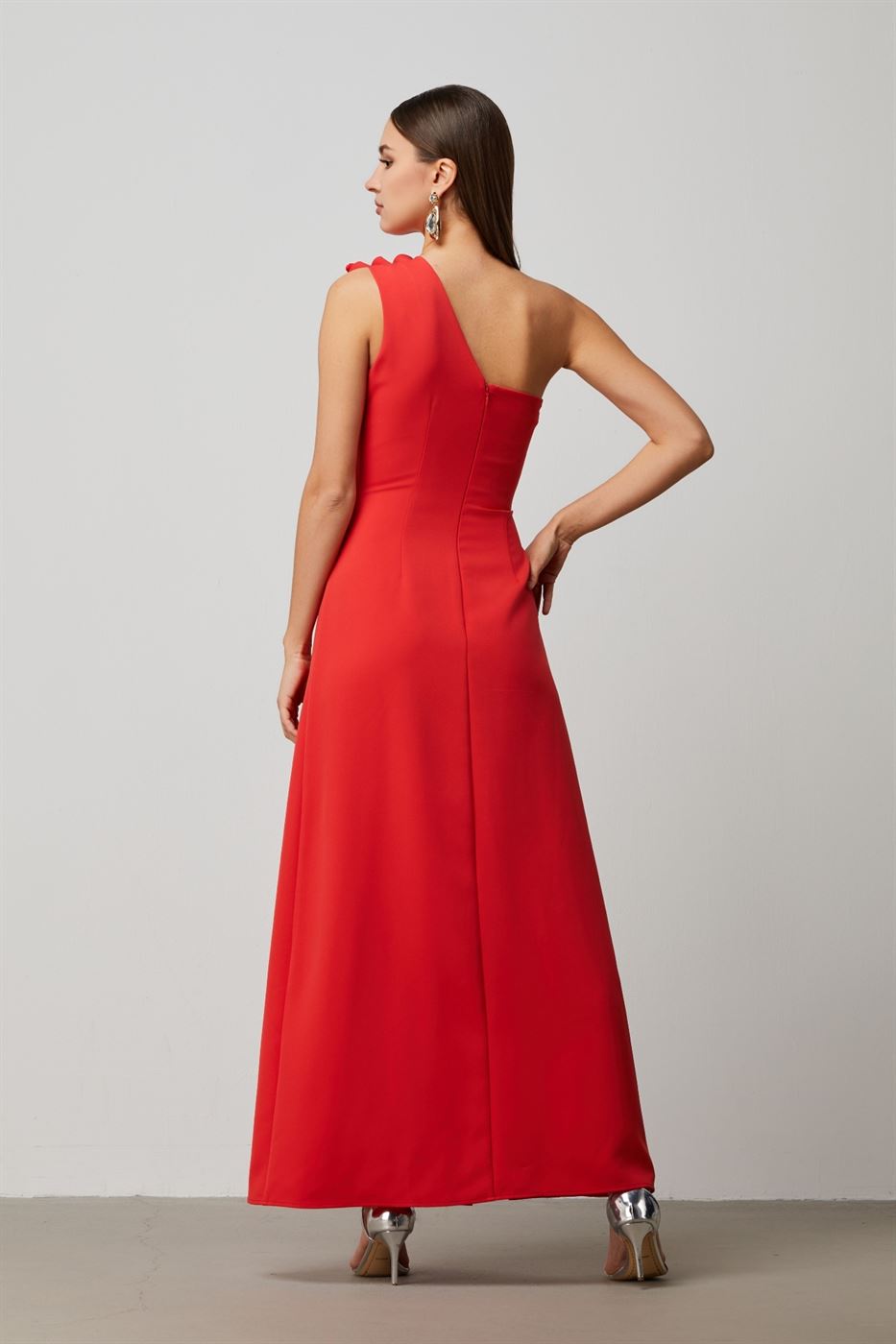 Red Single Shoulder Dress - Femi9 EG