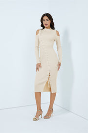 Criss-Cross Detail Knit Dress - Femi9 EG