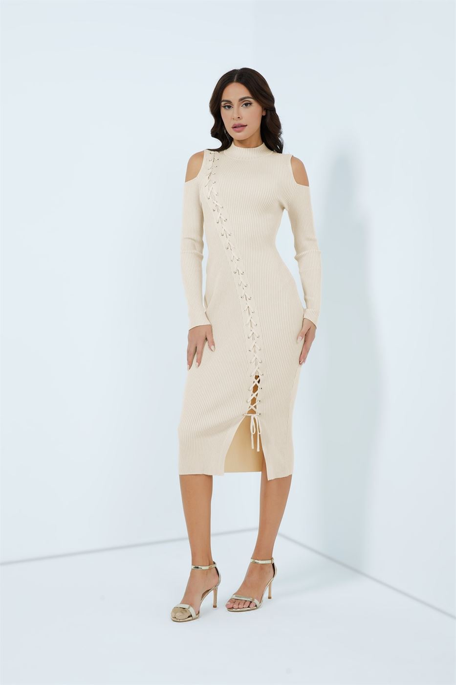 Criss-Cross Detail Knit Dress - Femi9 EG