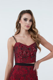 Embellished Corset Jacquard Top - Femi9 EG