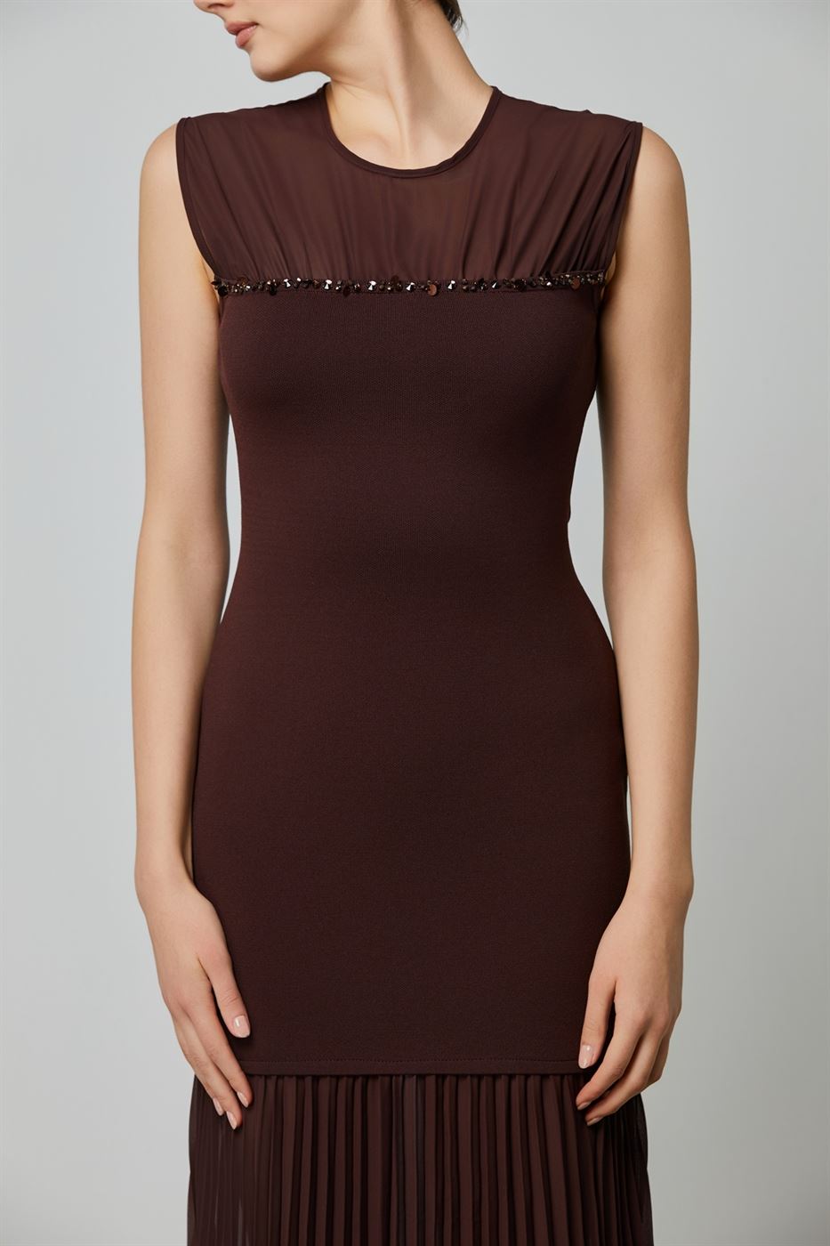 Pleat Chiffon Knitted Dress - Femi9 EG