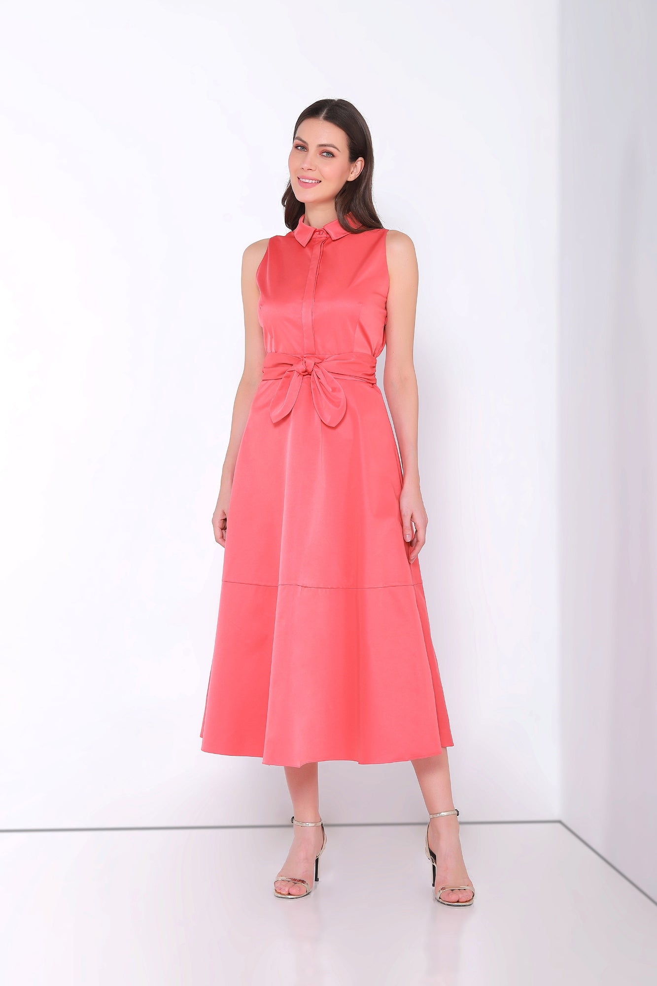 Self-Tie Belt Tiered Dress - Femi9 EG