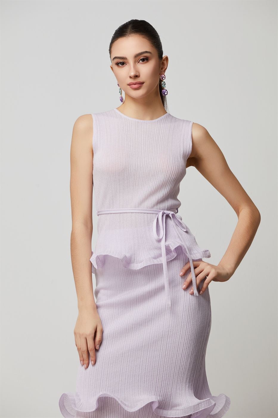 Fitted Ruffle Hem Top - Femi9 EG