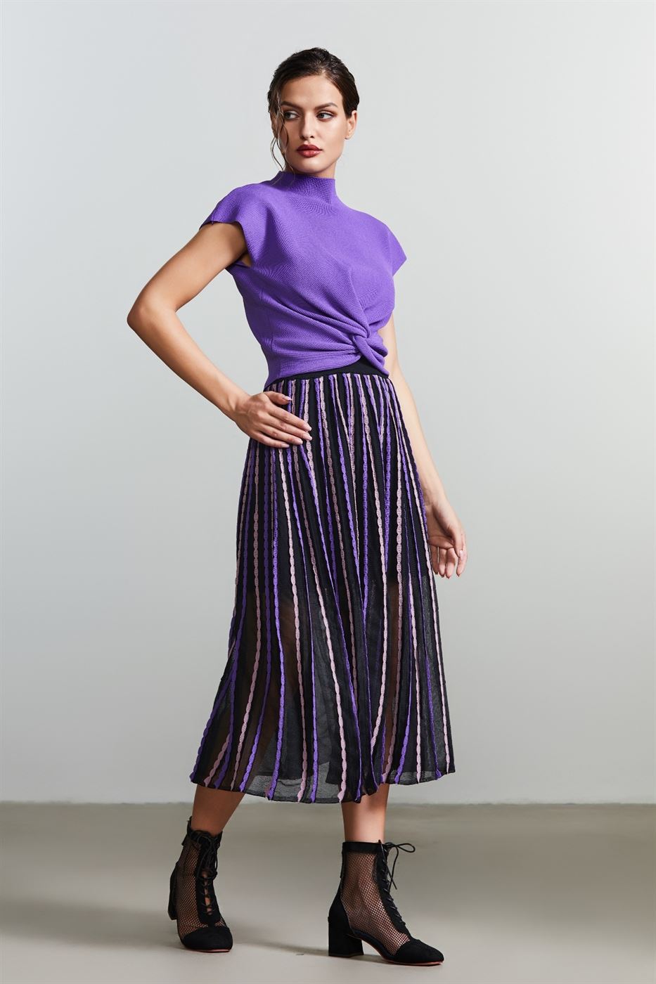 Striped Knit Skirt - Femi9 EG