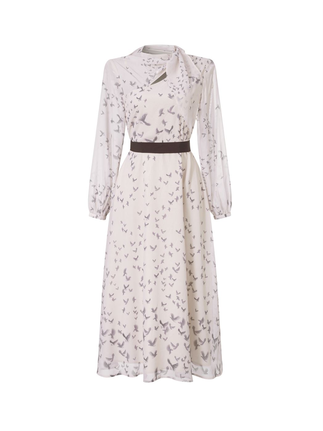 Printed Dress With Scarf - Femi9 EG