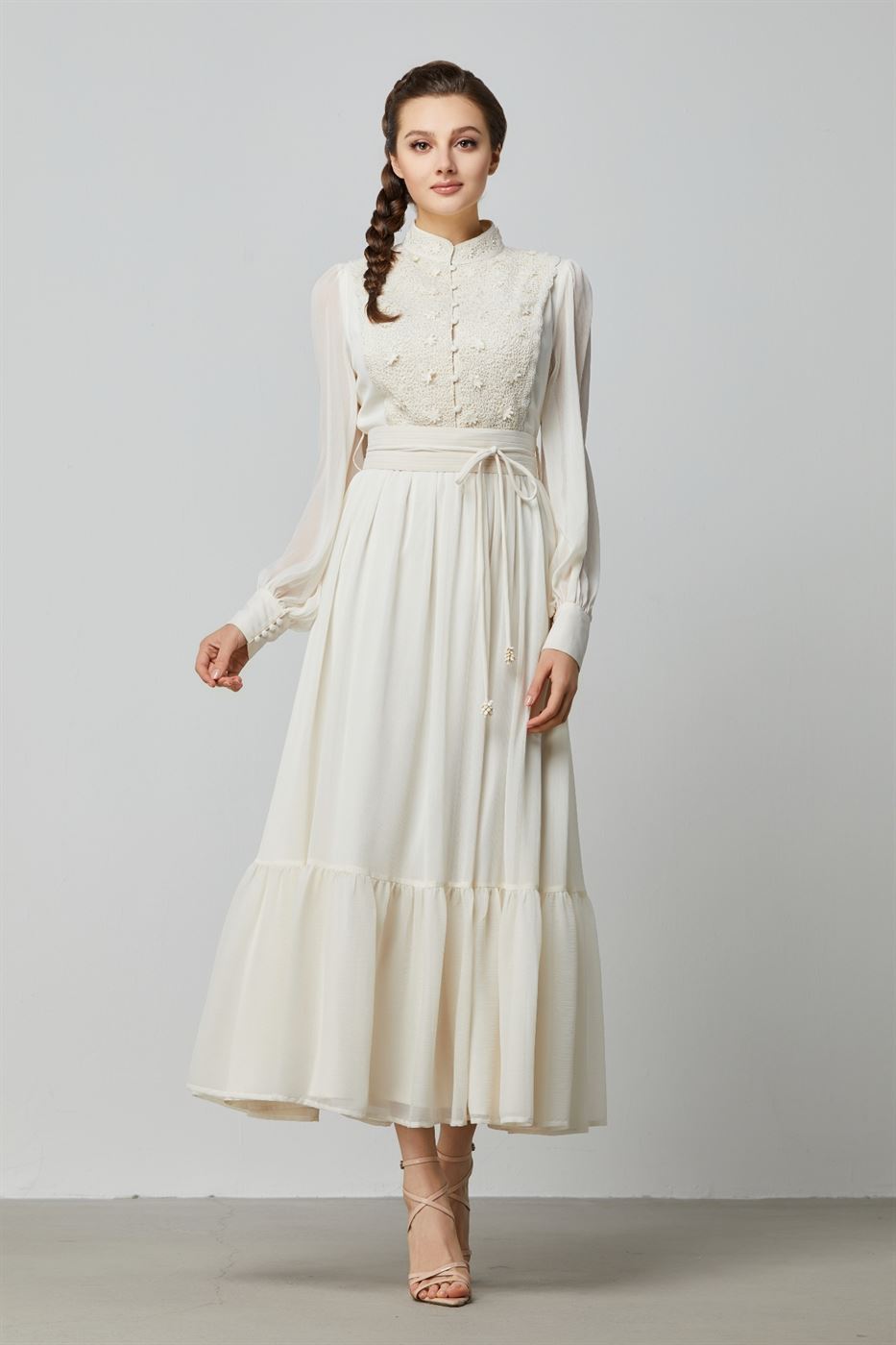 Crochet Chiffon Long Dress - Femi9 EG