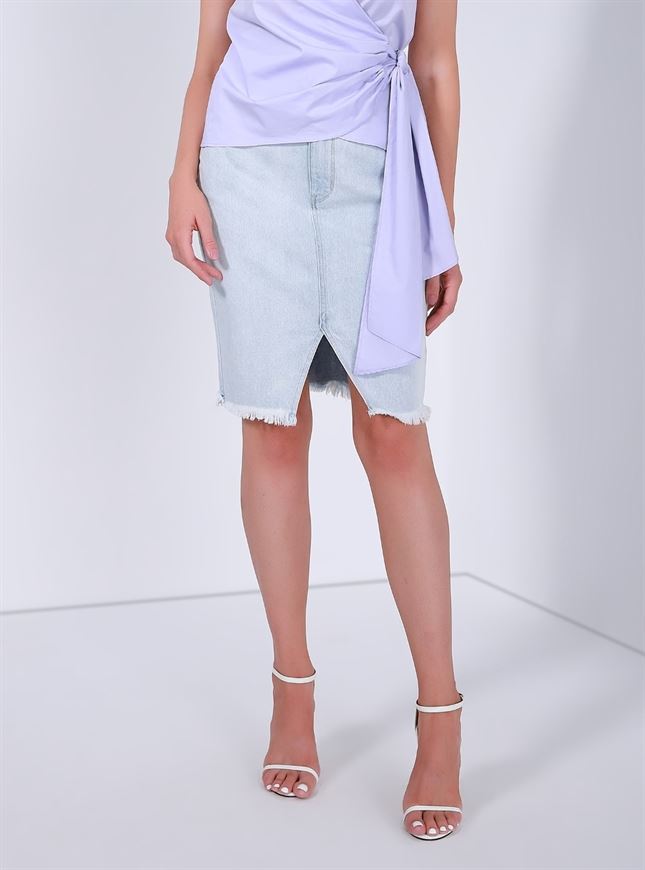 High Waisted Denim Skirt - Femi9 EG