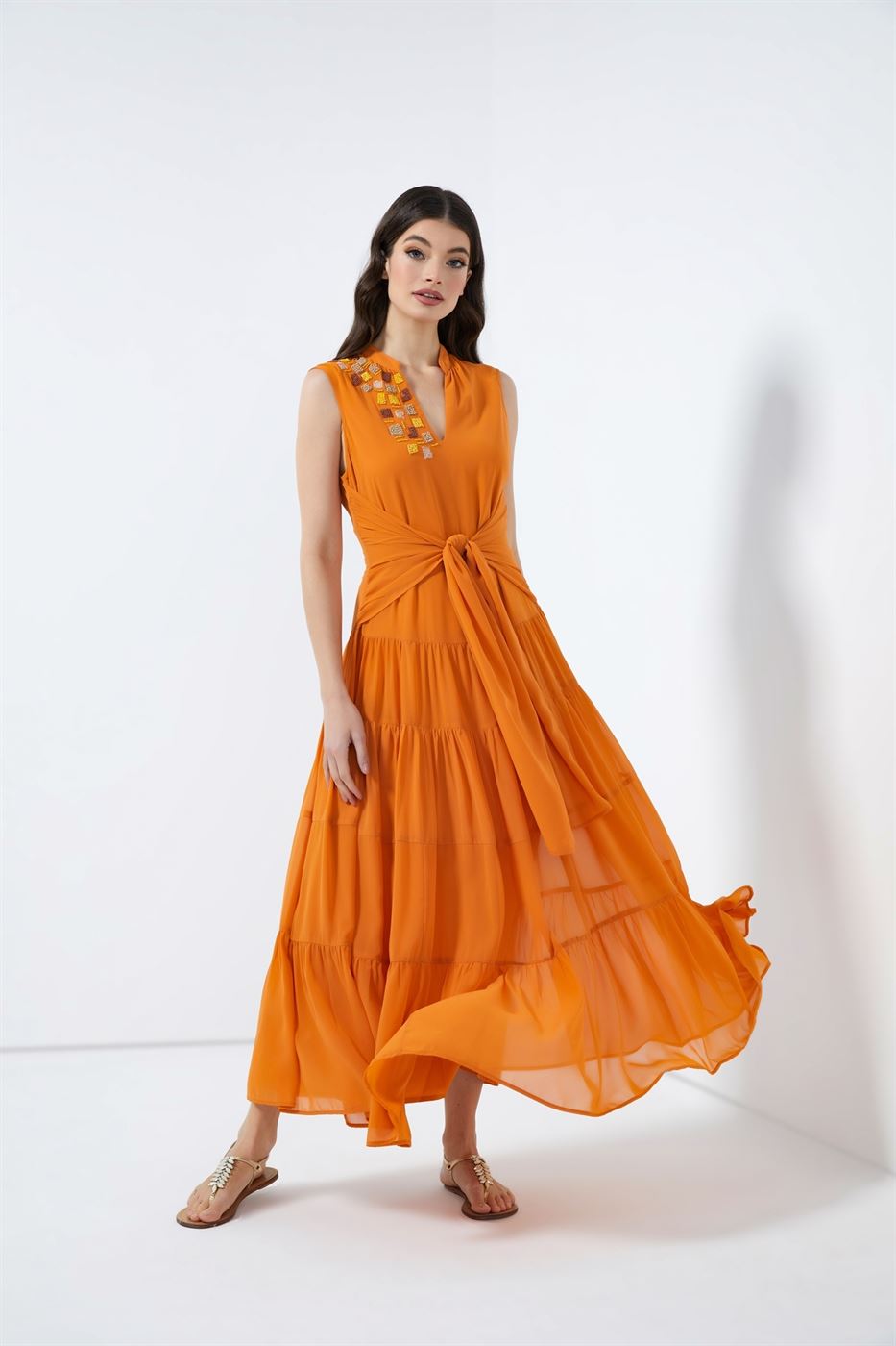 Ankle Length Tiered Printed Dress - Femi9 EG