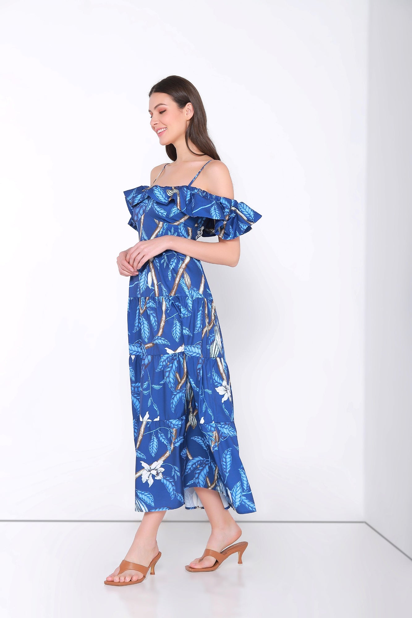 Printed Off Shoulder Dress - Femi9 EG