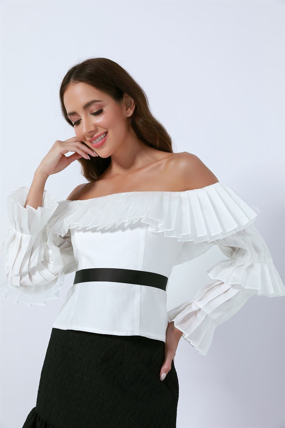 Off Shoulder Long Sleeve Top - Femi9 EG