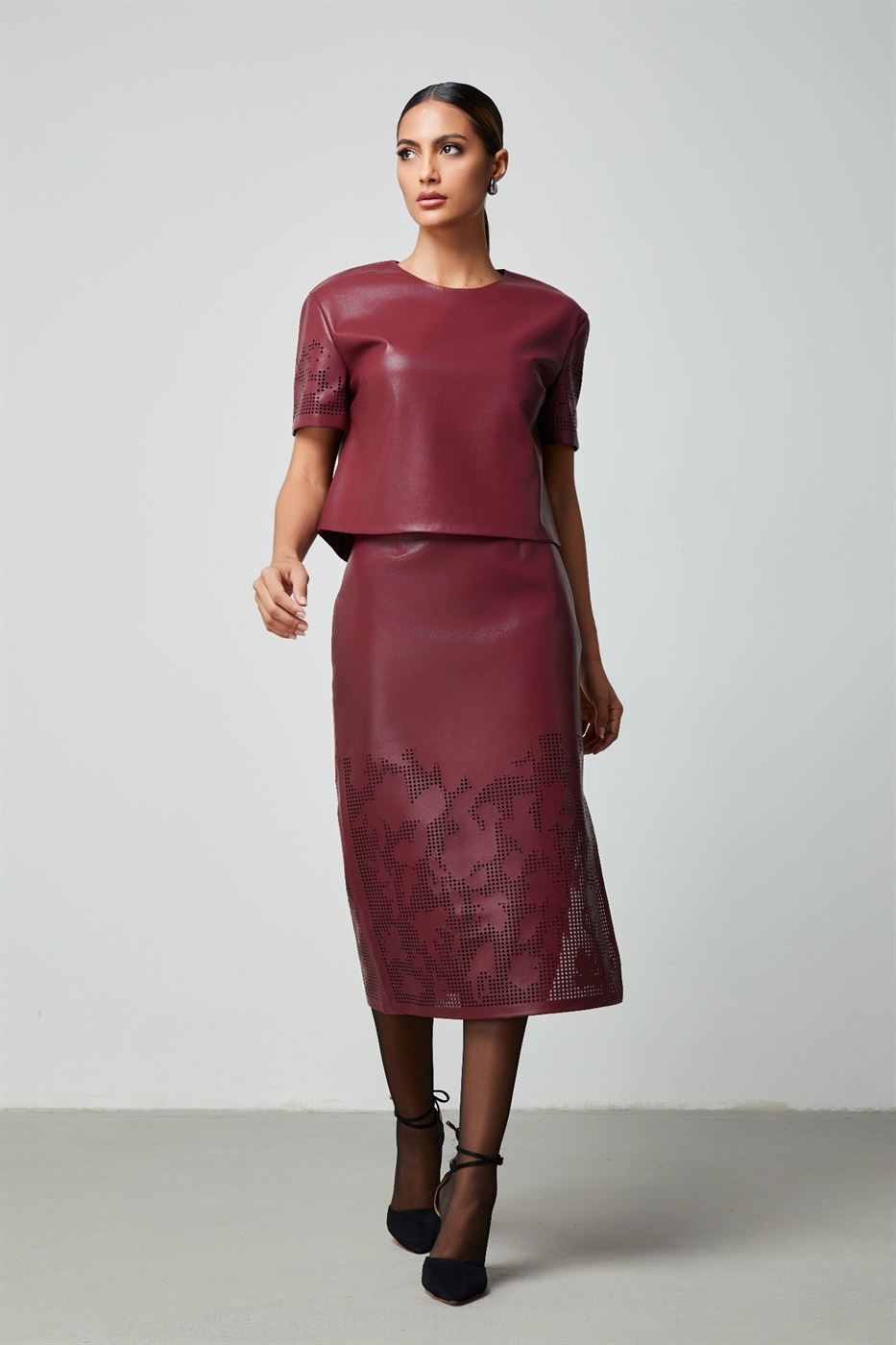 Laser Cuts Details Skirt - Femi9 EG