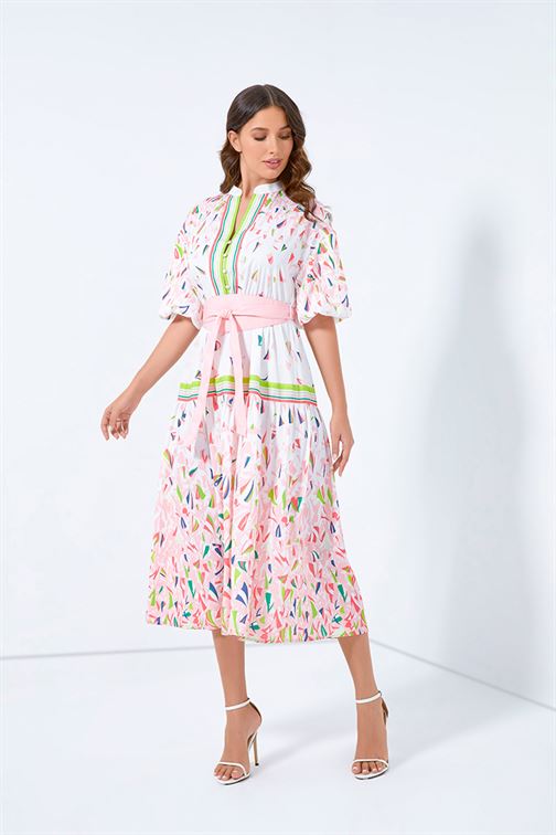 Mixed Print Midi Length Dress - Femi9 EG