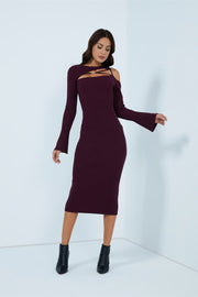 Cold Shoulder Knit Dress - Femi9 EG