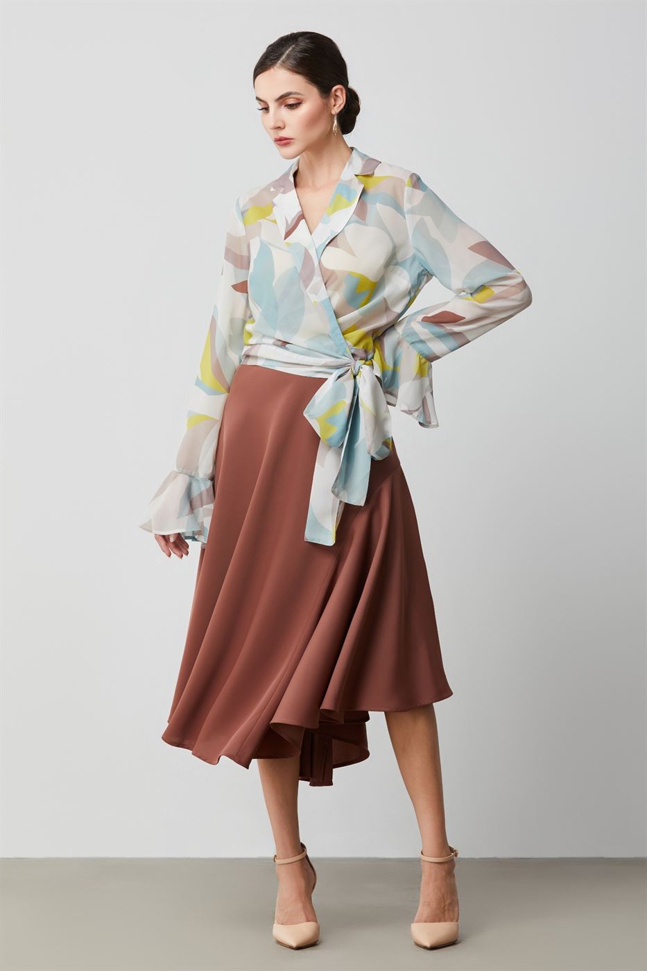 Printed Long Sleeve Blouse - Femi9 EG