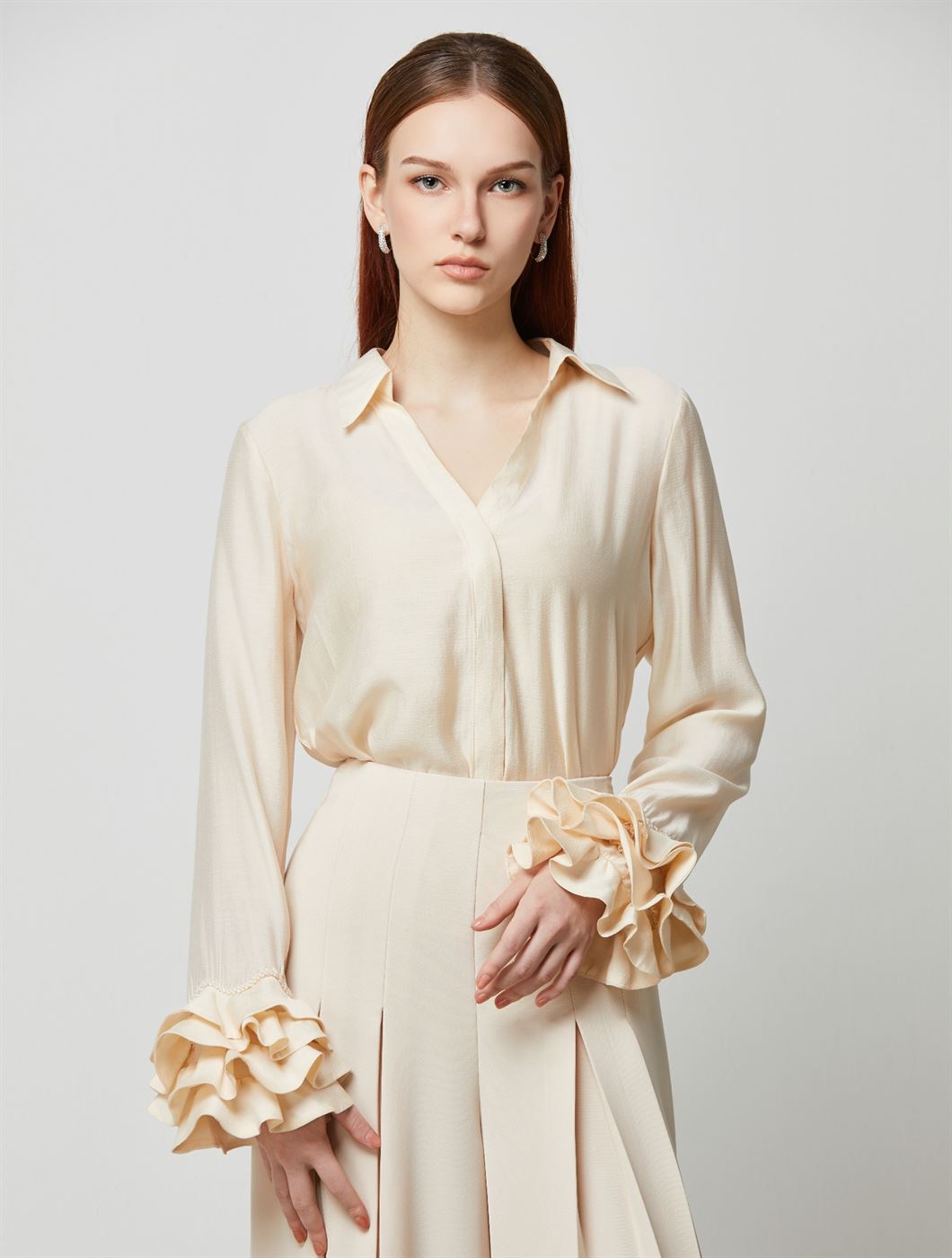 Statement Ruffled Cuffs Blouse - Femi9 EG