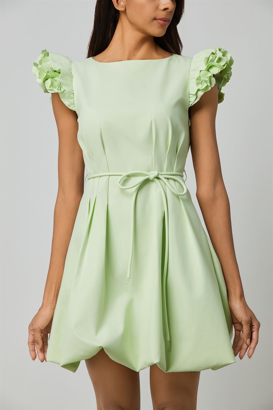 Green Flower Applique Dress - Femi9 EG