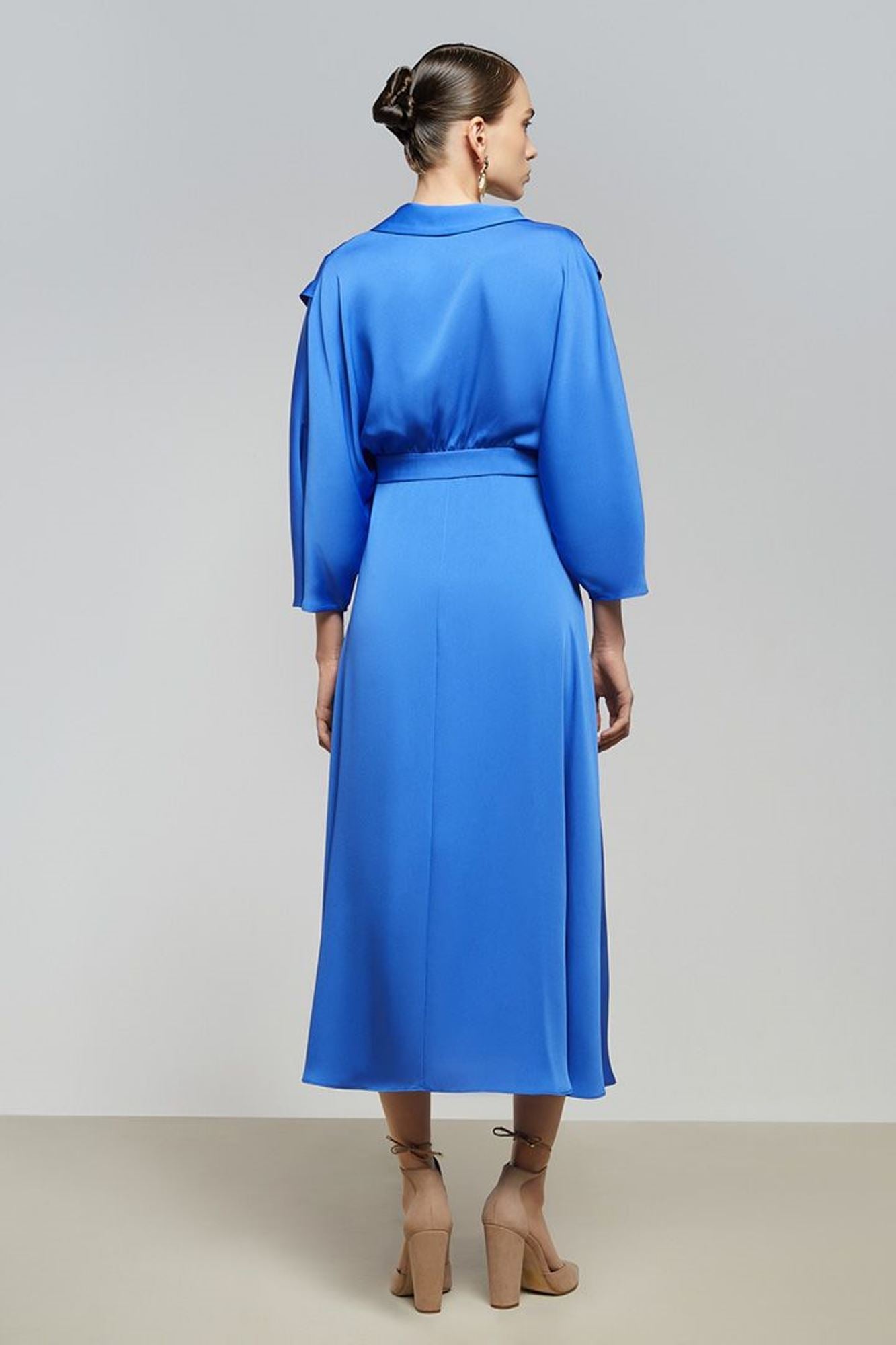 Bat Sleeve Satin Dress - Femi9 EG