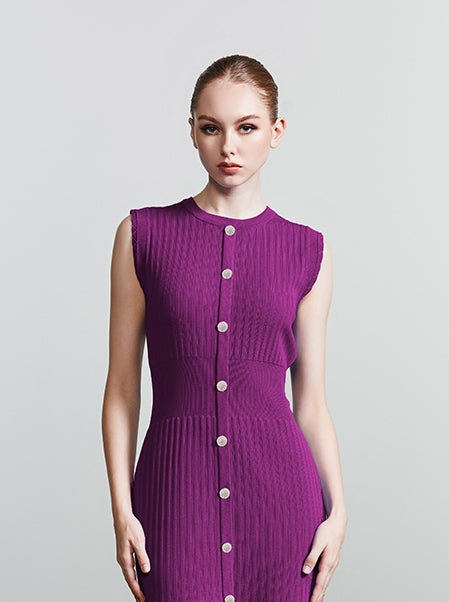 Buttoned Knit Dress - Femi9 EG