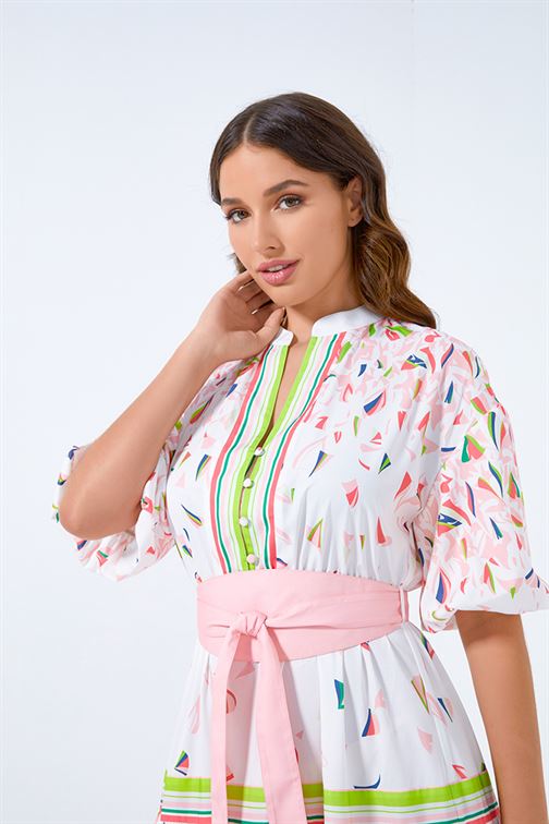 Mixed Print Midi Length Dress - Femi9 EG
