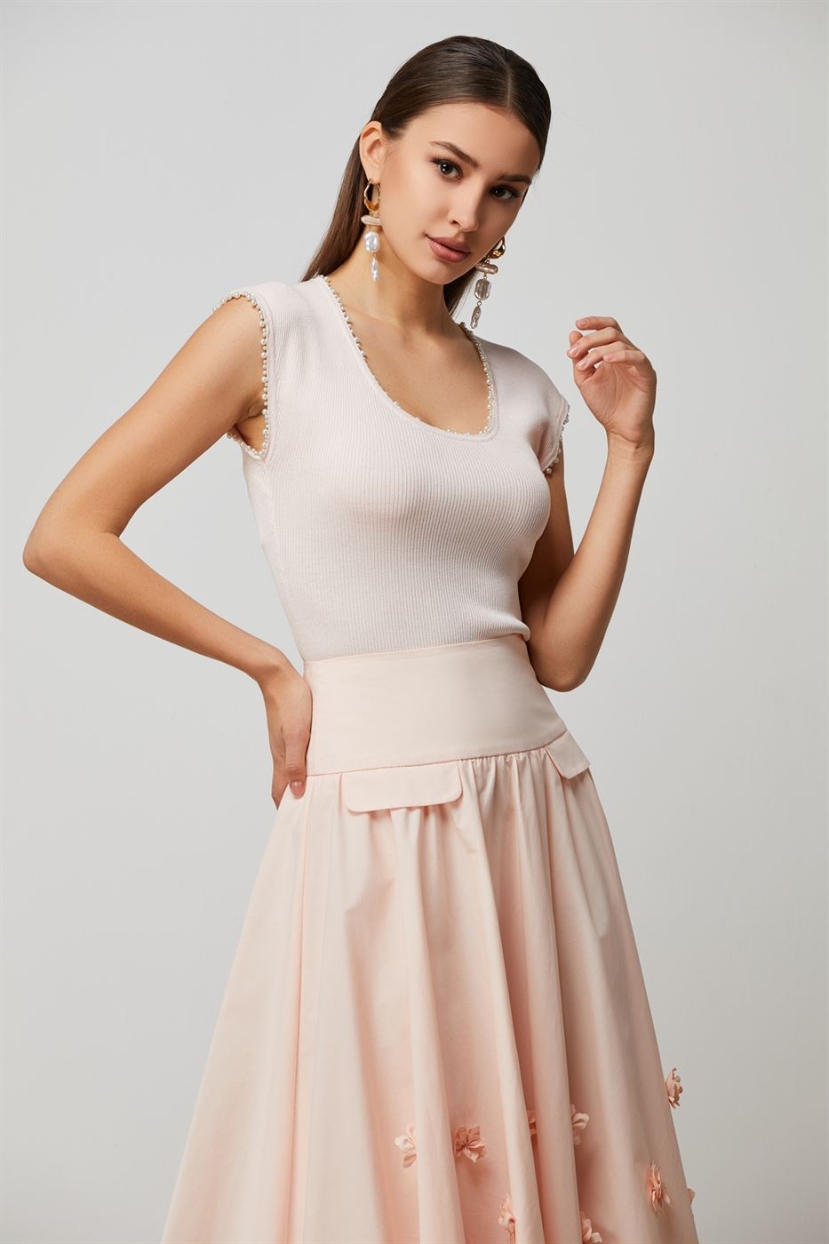 Pearl Details Knitted Top - Femi9 EG