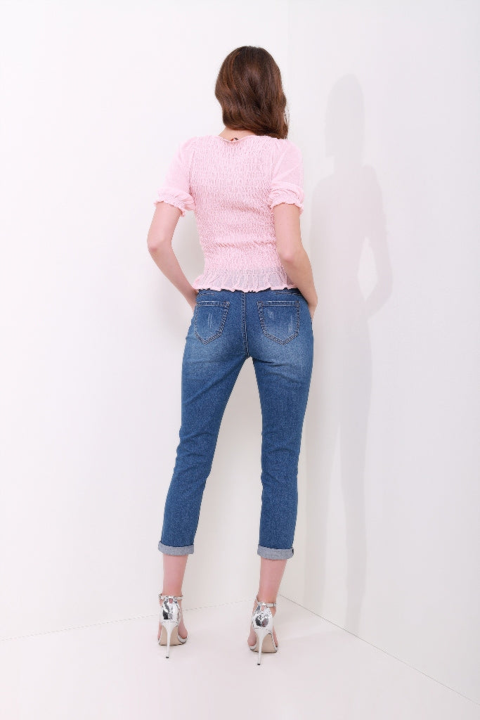 Ruched Midi Sleeves Top - Femi9 EG