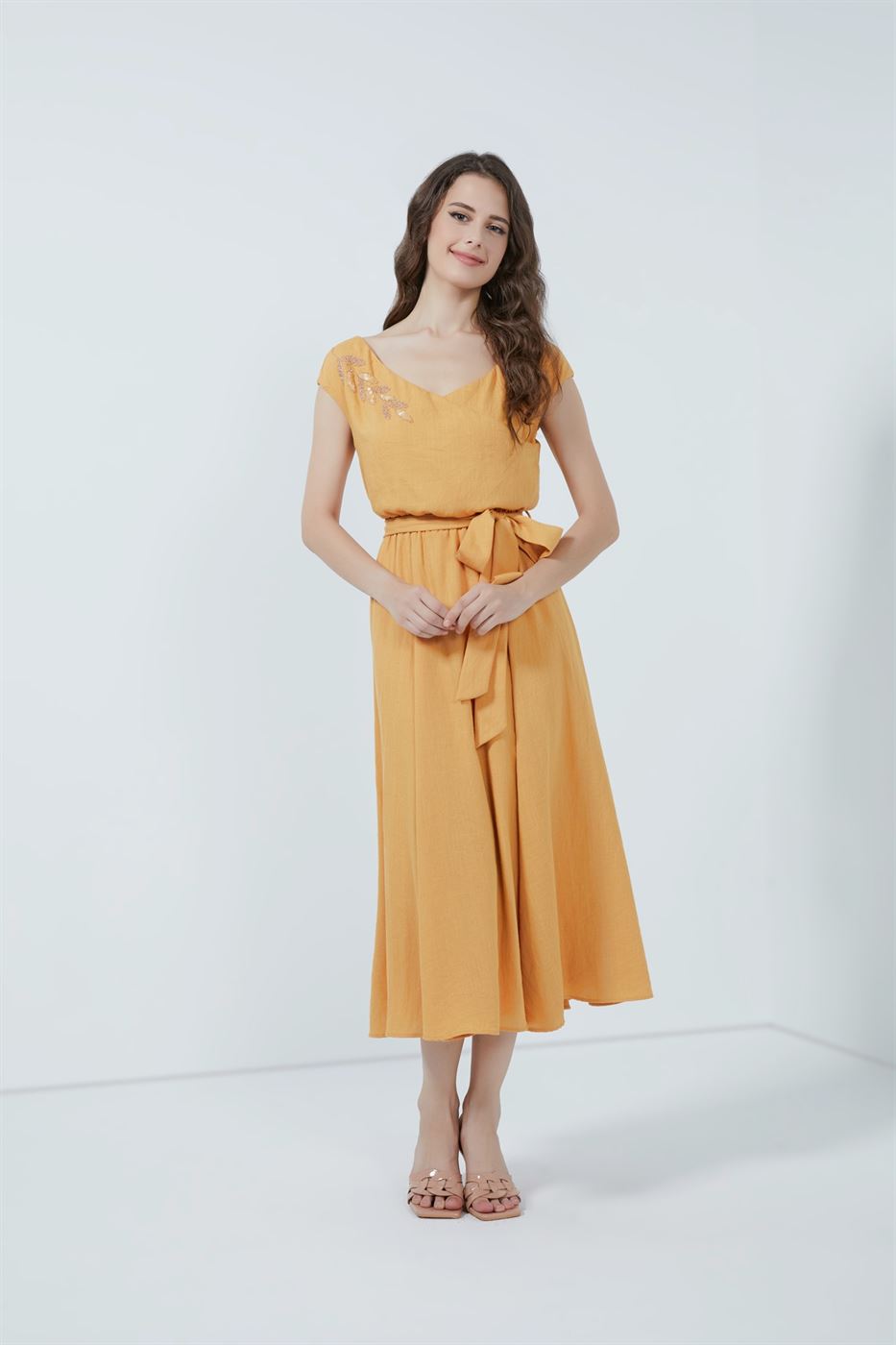 Embellished Open Neck Dress - Femi9 EG