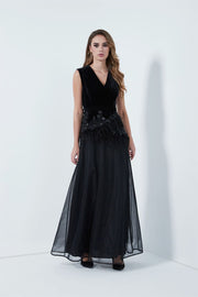 Velvet Dress With Feather - Femi9 EG