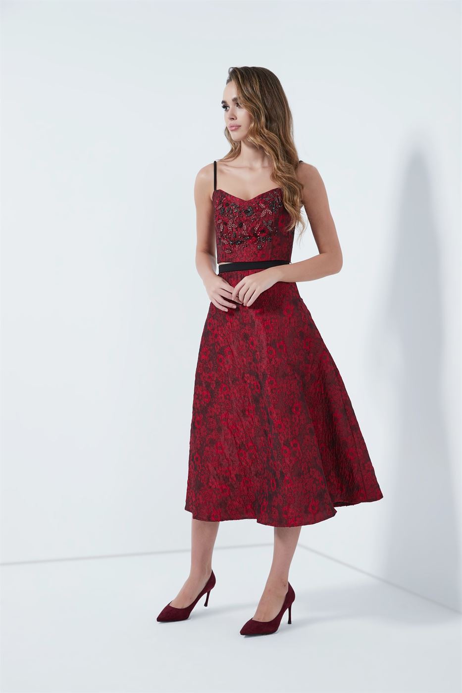 High Waist Jacquard Skirt - Femi9 EG