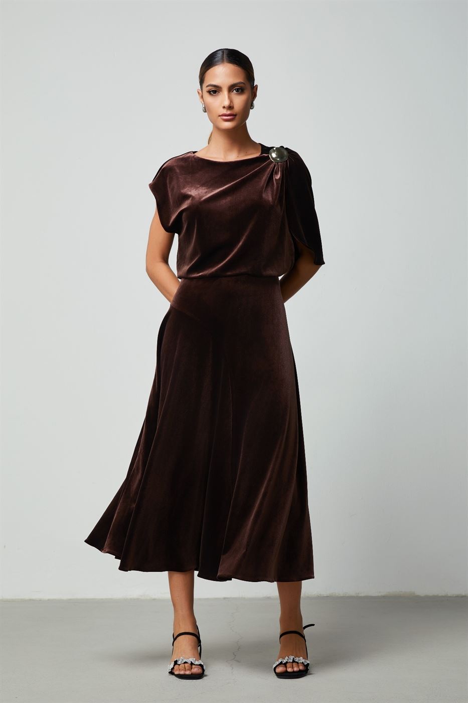 Metallic Buckle Detail Dress - Femi9 EG