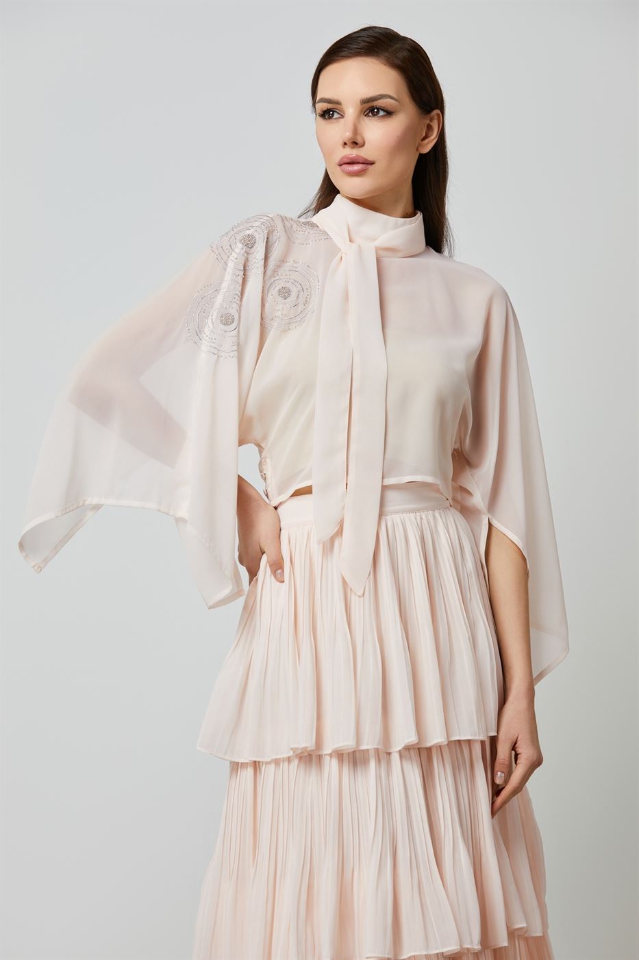 Chiffon Blouse With Scarf - Femi9 EG