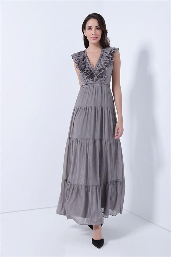 Deep V Neck Maxi Dress - Femi9 EG