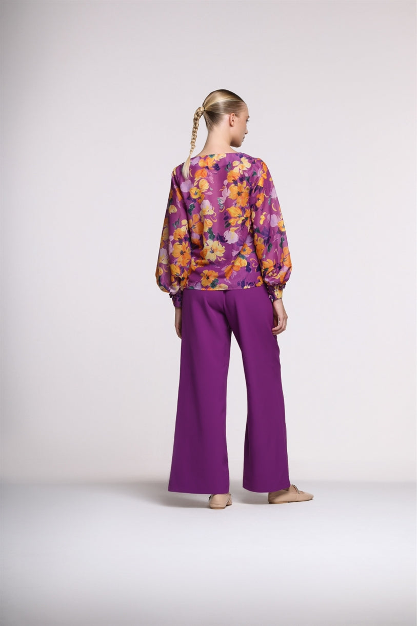 Cowl Neck Long Sleeve Blouse - Femi9 EG