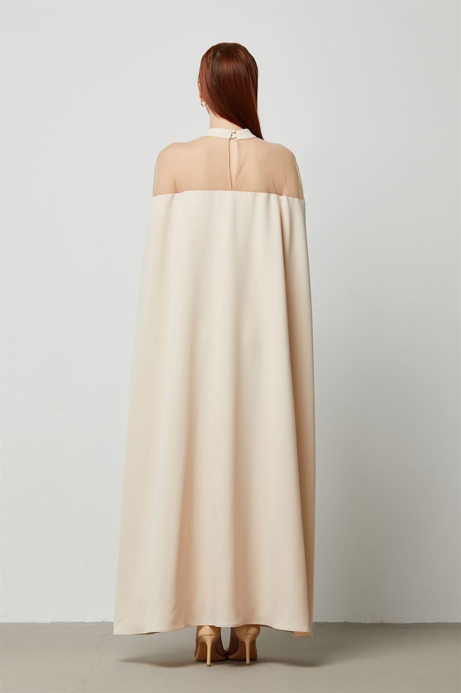 Caped Sheer Shoulder Dress - Femi9 EG