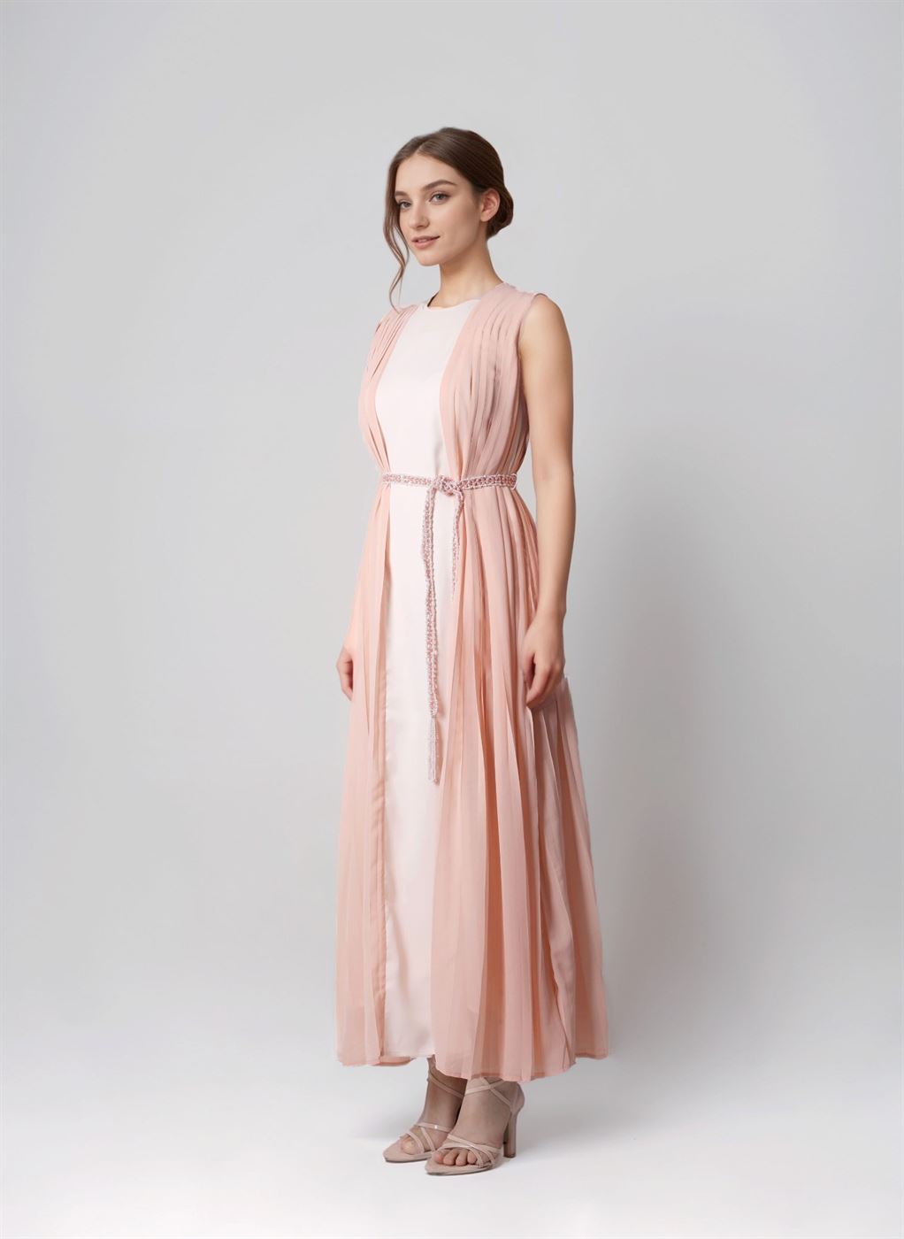 Pleated Kaftan With Contrast Colors - Femi9 EG